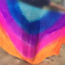 Цветной вуаль из натурального шелка танец живота ручной шарф градиент пледы шарфы для индийских танцев реквизит 250*114 см полулуна Розовый