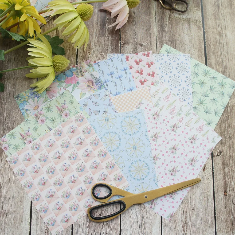 

24 sheets DIY 12 style 15.2*15.2cm Exotic plant insects theme craft paper scrapbooking creative paper DIY gift