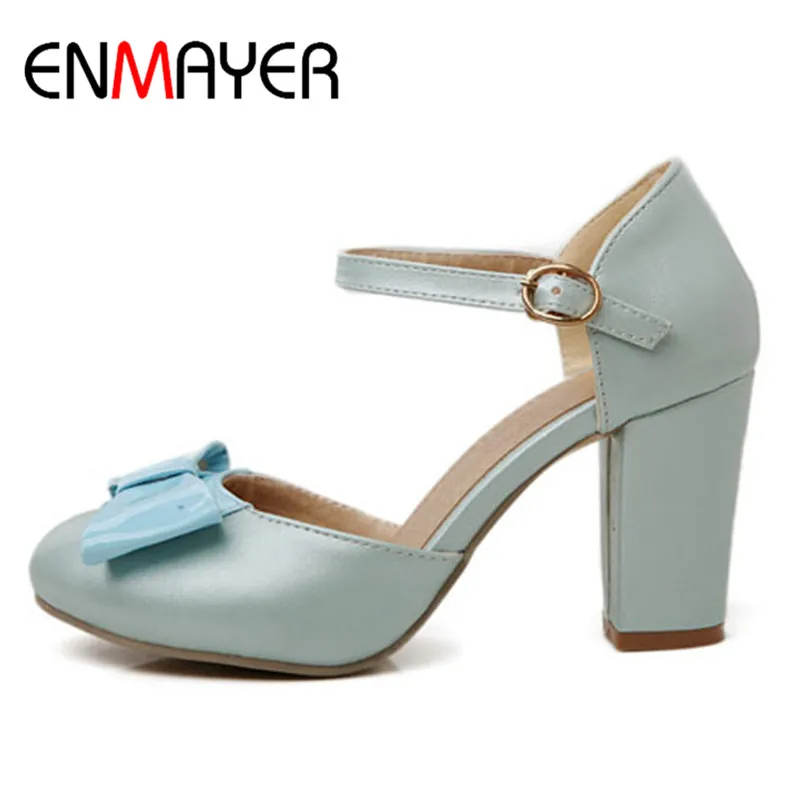 

ENMAYER  women pumps comfortable and generous shoes women sweet bow shoes pumps 2016 New Blue / pink / beige