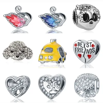 

2019 new 1pc love blue rose red swan skull dog diy bead Fit Pandora Charms Bracelet original for women F099