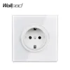 L6 Pure White Glass EU Electrica Wall Socket German Power Outlet Schuko with Children Protection ► Photo 1/6