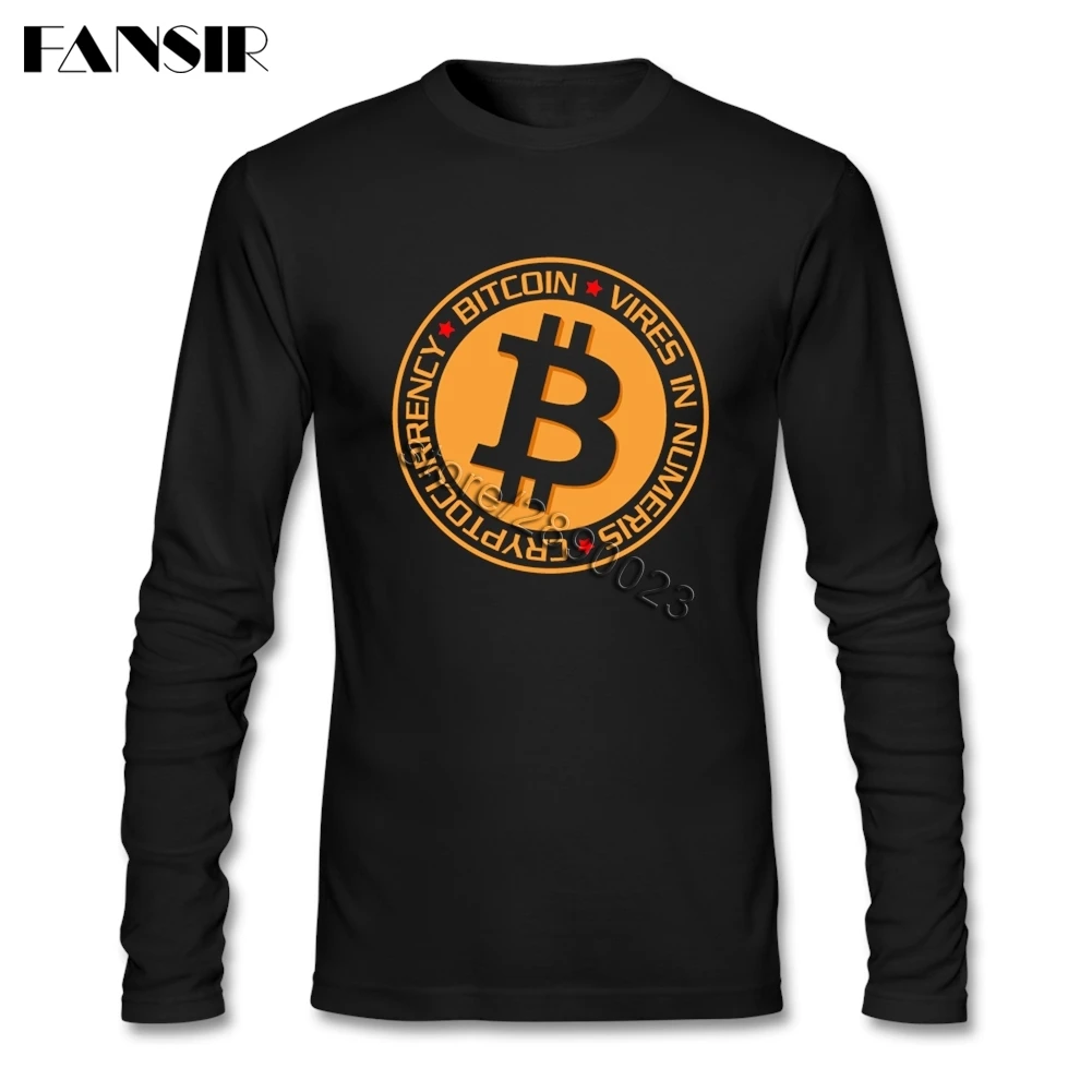 Bitcoin T Shirt Men Male Round Neck Long Sleeve Cotton 2020 New Trendy T-shirt XXXL | Мужская одежда
