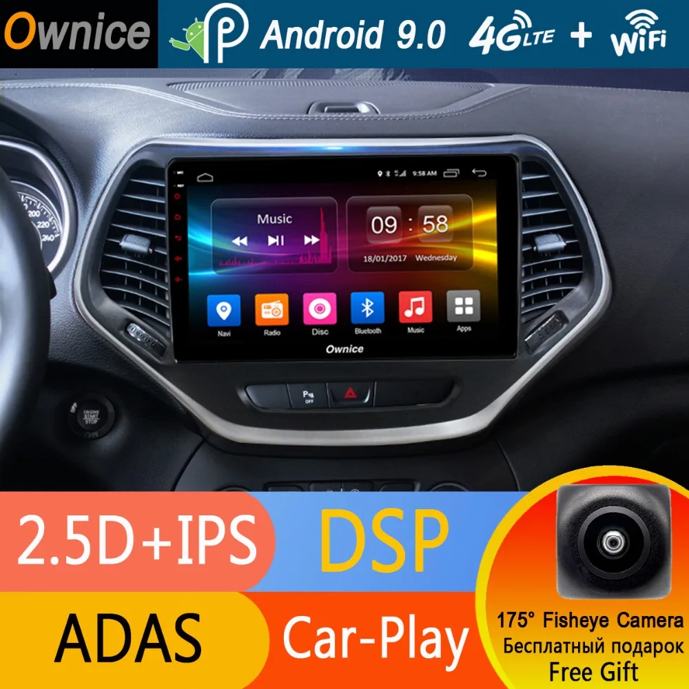 Clearance 10.1" IPS Android 9.0 8Core 4GB+32GB Car DVD Player for Jeep Cherokee 2014 2015 2016 2017 2018 2019 GPS Radio Stereo DSP CarPlay 0