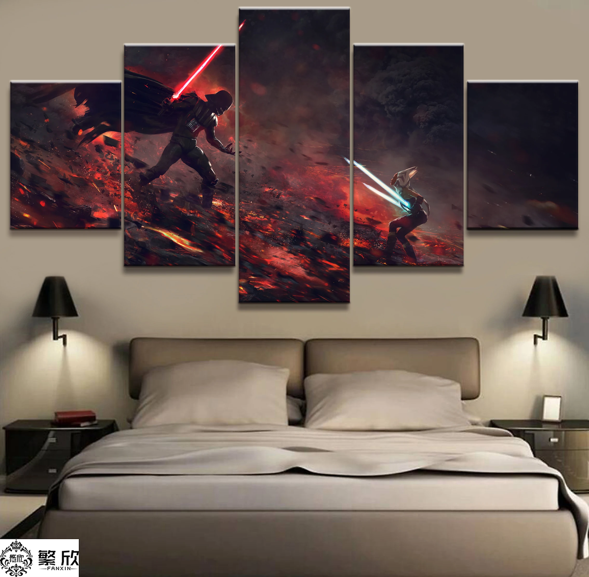 

Home Decor Modular Canvas Picture 5 Piece Star Wars Movie Art Painting Poster Wall For Home Canvas Painting Wholesale