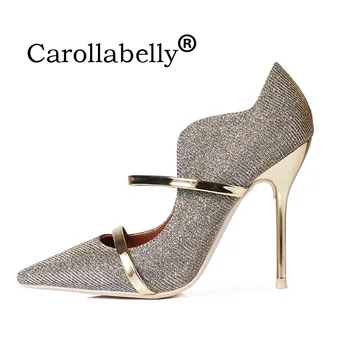 

Carollabelly Sexy Glitter Brand Shoes Starp Pointed Toe High Heel 8cm or 10cm Wedding Bridal Shoes