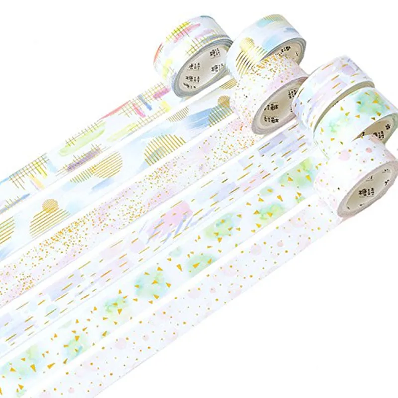 Фольга лента Washi акварель бесшовные узоры Бумага маскировки японский Блестящая
