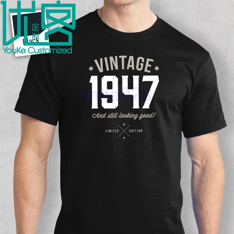 70th Birthday Gift Present Idea for Boys Dad Him Men T Shirt 70 Tee 1947 Mans Unique Cotton Short Sleeves O-Neck T-Shirt | Мужская
