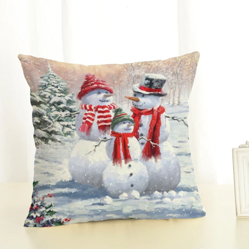 Новая цветная Рождественская подушка со снеговиком, наволочка из хлопка и льна для домашнего декора, наволочка для дивана, cojines decorativos para - Цвет: 13