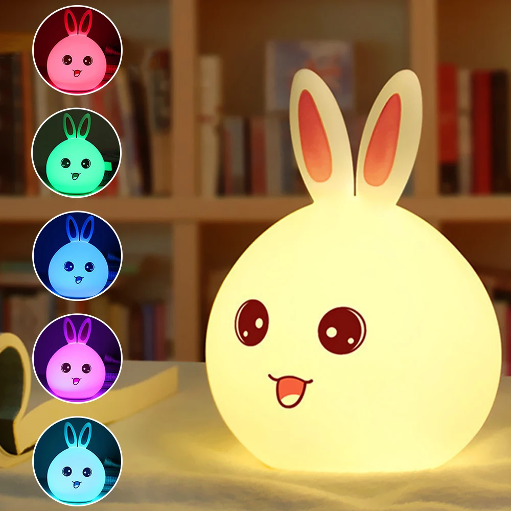 

Premium 7 Colors Lovely Rabbit LED USB Children Animal Night Light Rechargeable USB LED Lamp Night Light Room Decoration