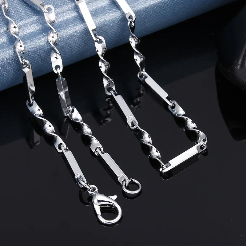 

Fashion Punk Silver Twist Square Stick Chain Women Men Necklace Trendy Water Wave Link Clavicle Necklace Rock Choker Jewelry