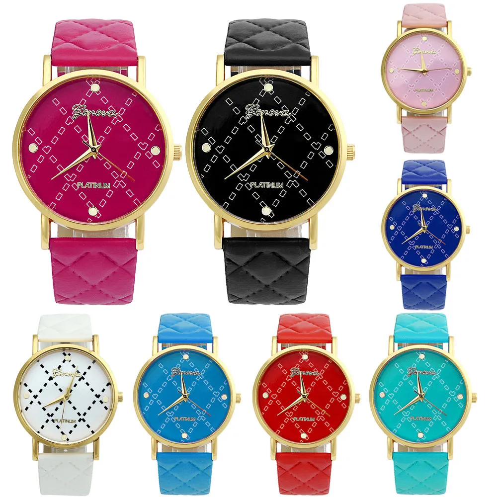 

2016New models Simple fashion women watch famous brands Fashion Women Casual Geneva Roman Leather Band Analog Quartz Wrist Watch