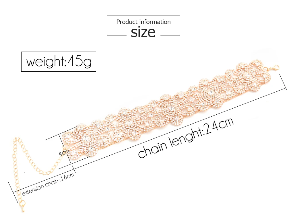 Роскошное полое Цветочное Ожерелье-чокер со стразами на воротнике, женское золотое серебряное ожерелье на цепочке, массивные Свадебные ювелирные изделия, вечерние