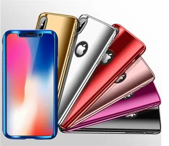 

10pcs Hot Sale 360 Degree Plating Mirror Phone Case For iPhone X 7 8 6 Plus XR XS Max Full Cover Protective Case With Glass Film