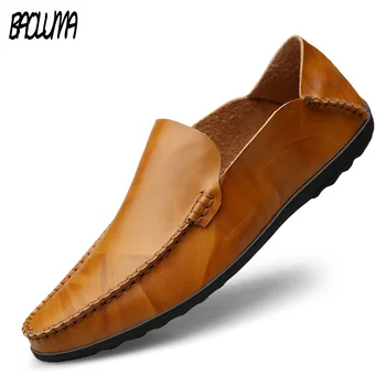 

Men Designer Man Casual Shoes Brand Genuine Split Leather Shoes Italy Men Sneakers Non-slip Loafers Flats Driving Men Shoes