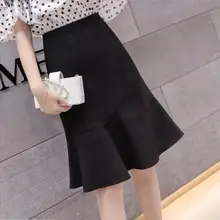 Империя труба/Русалка Женский Лето Новая мода ноутбук юбка длинная гофрированная юбка