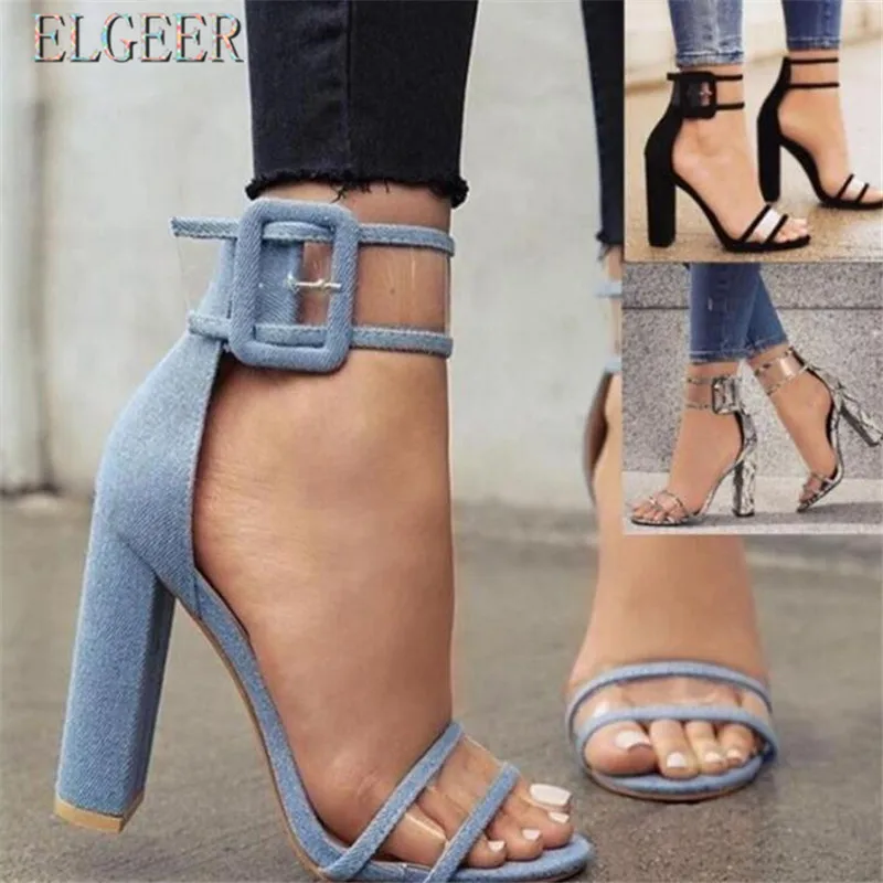 

20185 Summer Explosion Thick with High-heeled Buckle Large Size Women Sandals Casual Fashion women's Sandals
