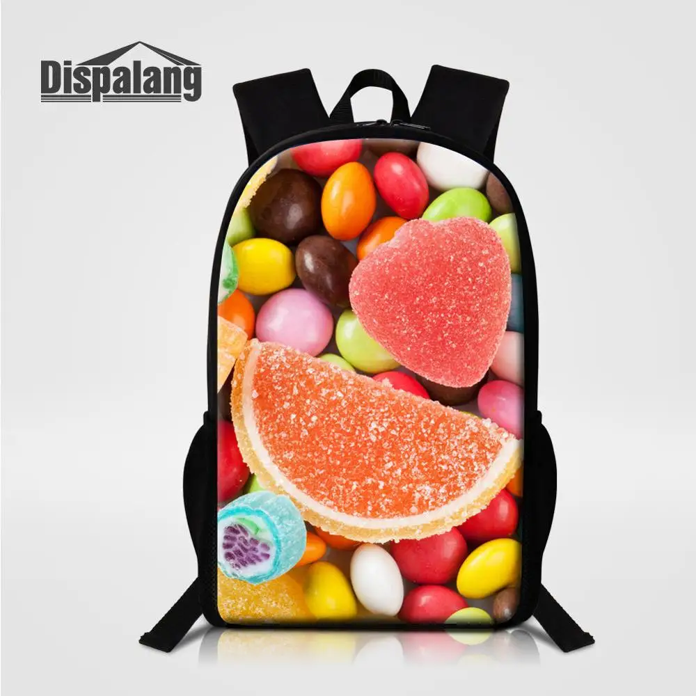 Dispalang модная детская школьная сумка с конфетным Принтом Рюкзак Детские рюкзаки Женская дорожная сумка для отдыха Mochila - Цвет: Бежевый