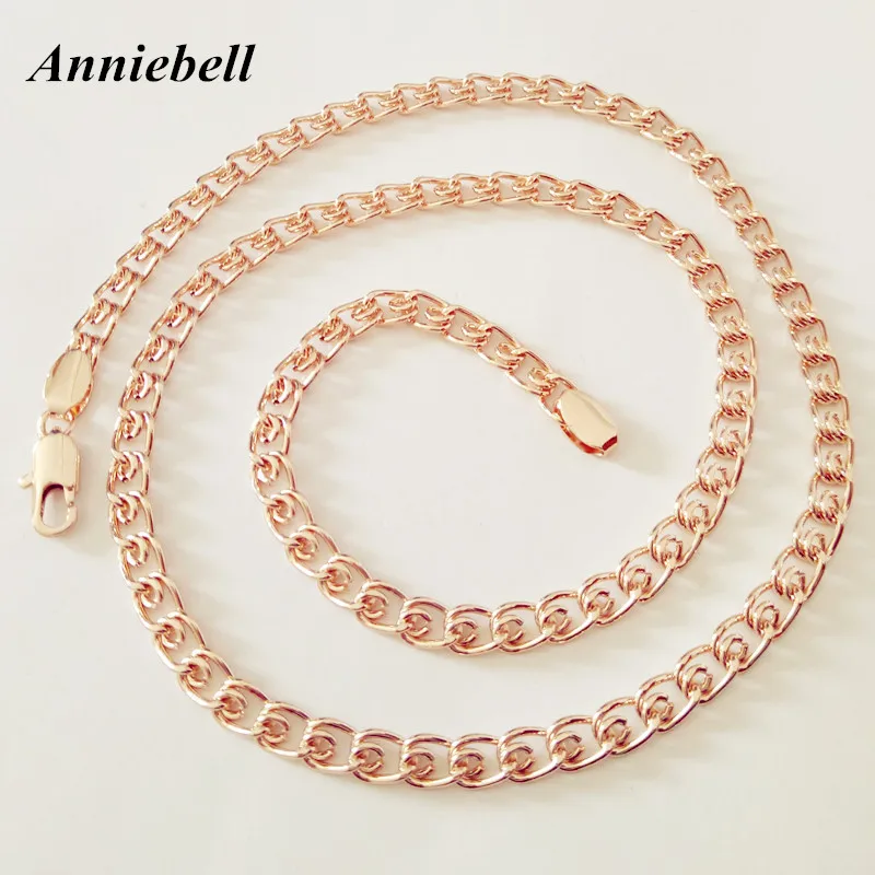 

Anniebell Factory Direct New Fashion Rose Gold Color Jewelry Men Jewelry Necklace Copper 5MM 60CM Long Women Men Necklace