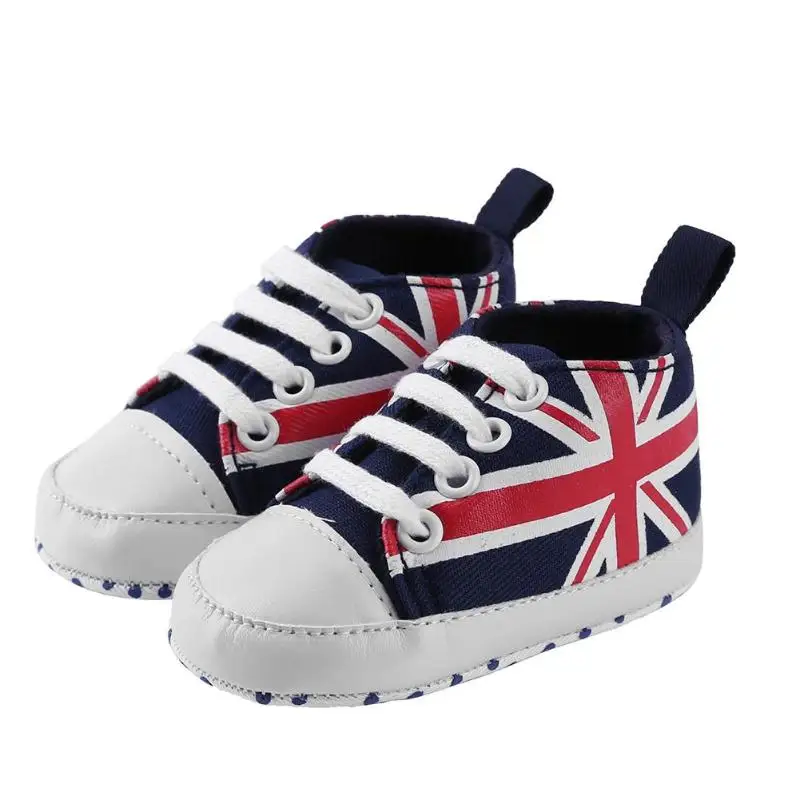 (Navy Blue 12cm) Обувь для малышей; Повседневные Классические спортивные кроссовки; геометрические флаги для мальчиков и девочек; нескользящая резиновая обувь для новорожденных - Цвет: (Navy Blue 12cm)