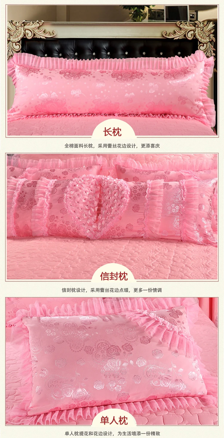 Красный розовый роскошный кружевной свадебный комплект постельного белья, набор постельного белья, покрывало, простыня, набор, украшение, пододеяльник, juego de cama