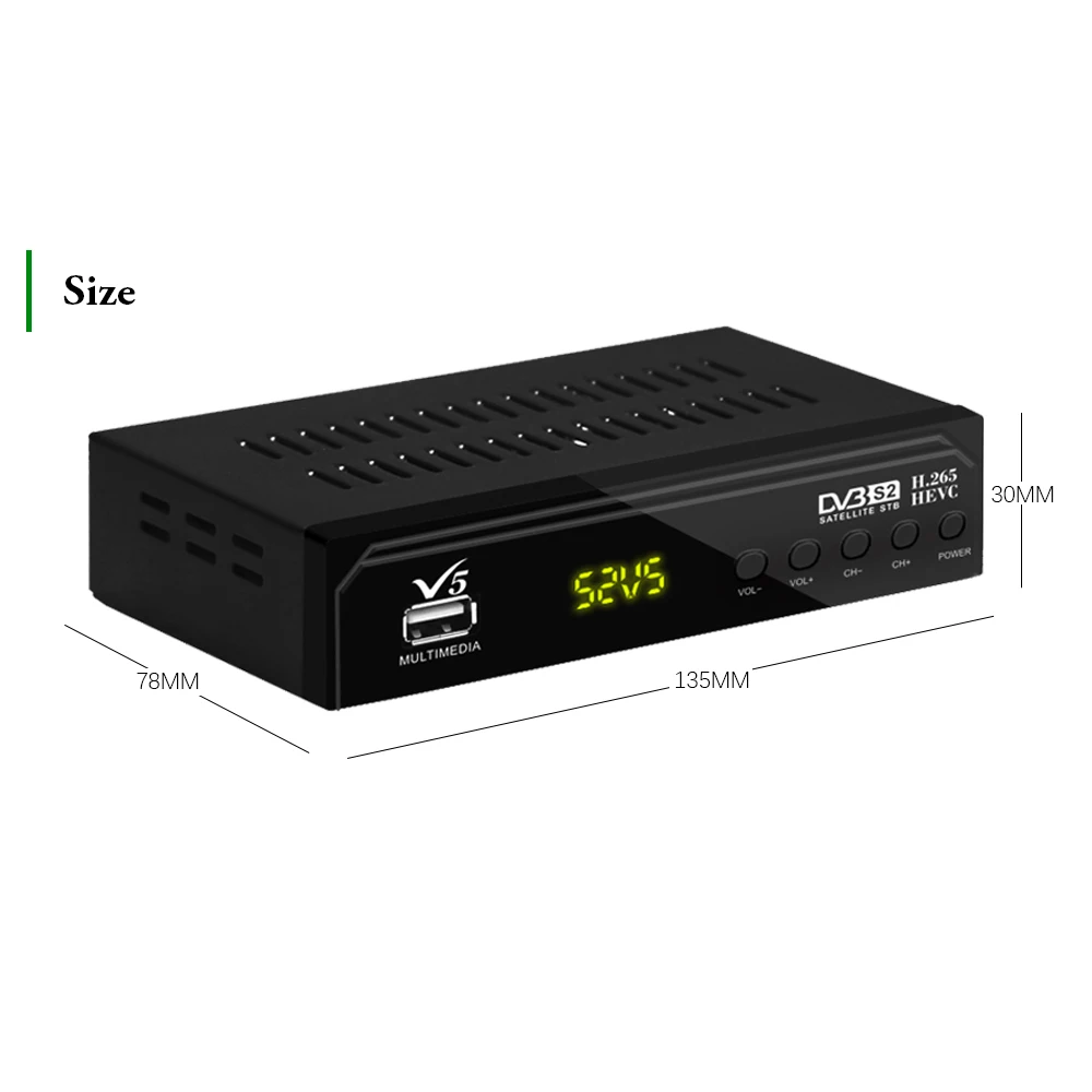 Vmade Fully HD 1080p Digital Satellite DVB S2 TV Receiver Tuner Support Dolby AC3 CCCAM YouTube Bisskey H.265 HEVC DVB S2 TV Box