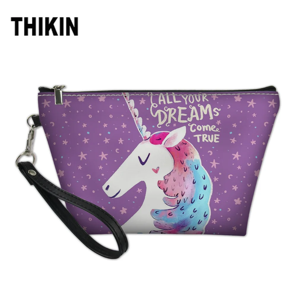 

THIKIN Cute Unicorn Print Beauty Case Make Up Organizer Travel Custom Make Up Bags Cosmetic Makeup Bag All Your Dream Come Ture