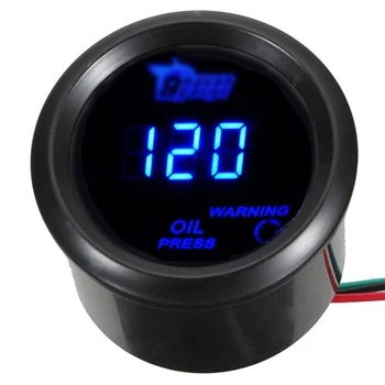 

12V DC Kit Oil Pressure Gauge Car 2\" High accuracy Meter 0~120PSI Replaces Set Pack Motor 120PSI Digital Replacement accessory