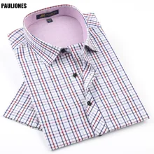 Pauljones 42xx летние мужские клетчатые рубашки с коротким рукавом стиль досуга Slim Fit повседневные рубашки с цветочным принтом/клетчатая одежда