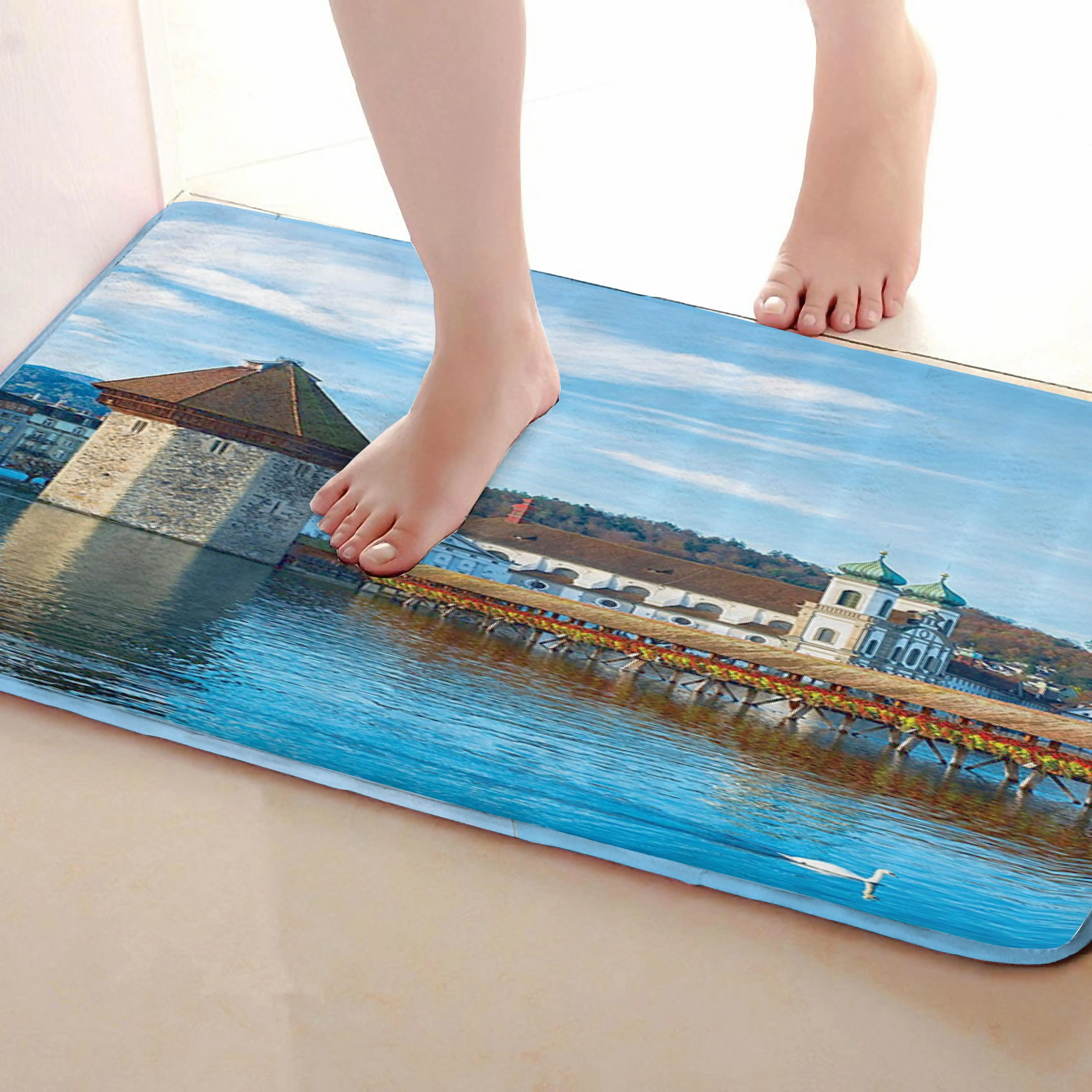 Озеро Стиль Ванная комната Коврики, забавные Нескользящие Для ванной Коврики, Занавески для душа Интимные аксессуары, Коврики Чинг вашей душе Шторы