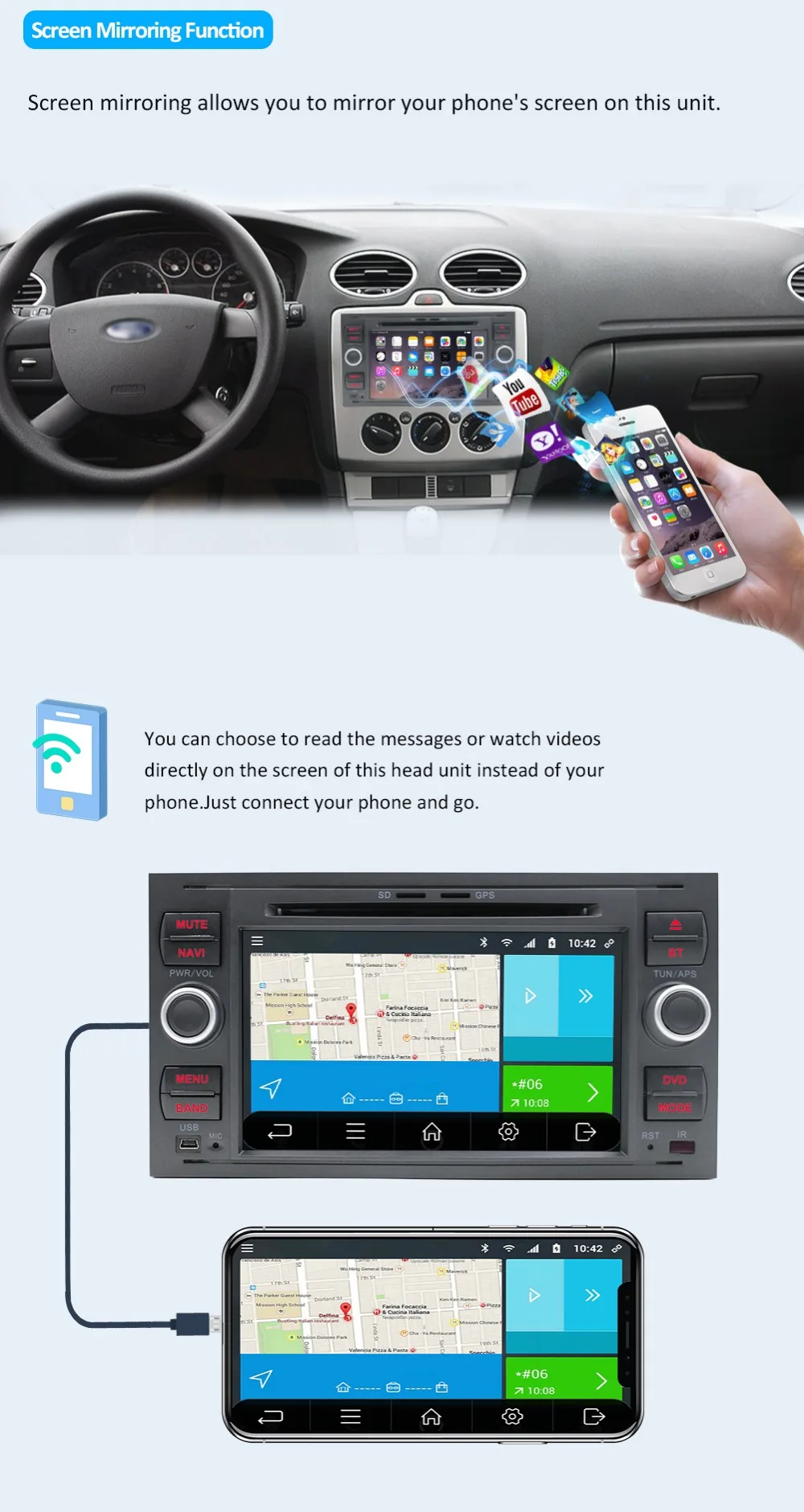 Discount Bosion Pure Android 9.0 Car DVD GPS Navi Player Stereo Radio Audio 4G For Ford Mondeo Focus 2 S C Max Fiesta Galaxy Connect SWC 7