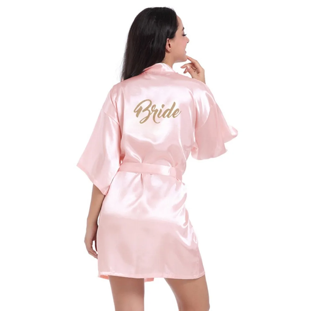 

2019 New Personalized Satin Silk Bride Robe Women Custom Wedding Date Peignoir Bridesmaid Best Gift Bridal Pink Shower Robes