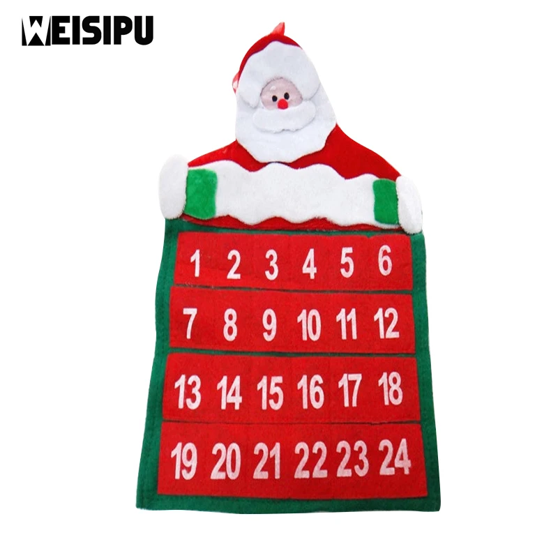 

WEISIPU 1Pcs Christmas Xmas Tree Calendar Decor Santa Claus Advent Calendars Hanging Banner Home Christmas Decorations