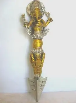 

Hindu Lord Ganesh coated silver Buddhist Phurpa Dorje Phurba buddha statue 22 cm 0.4 KG wedding copper Decoration