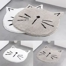 Милый кот пушистый мягкий лохматый Противоскользящий коврик для спальни, обеденный коврик, напольный ковер круг для ног ковер