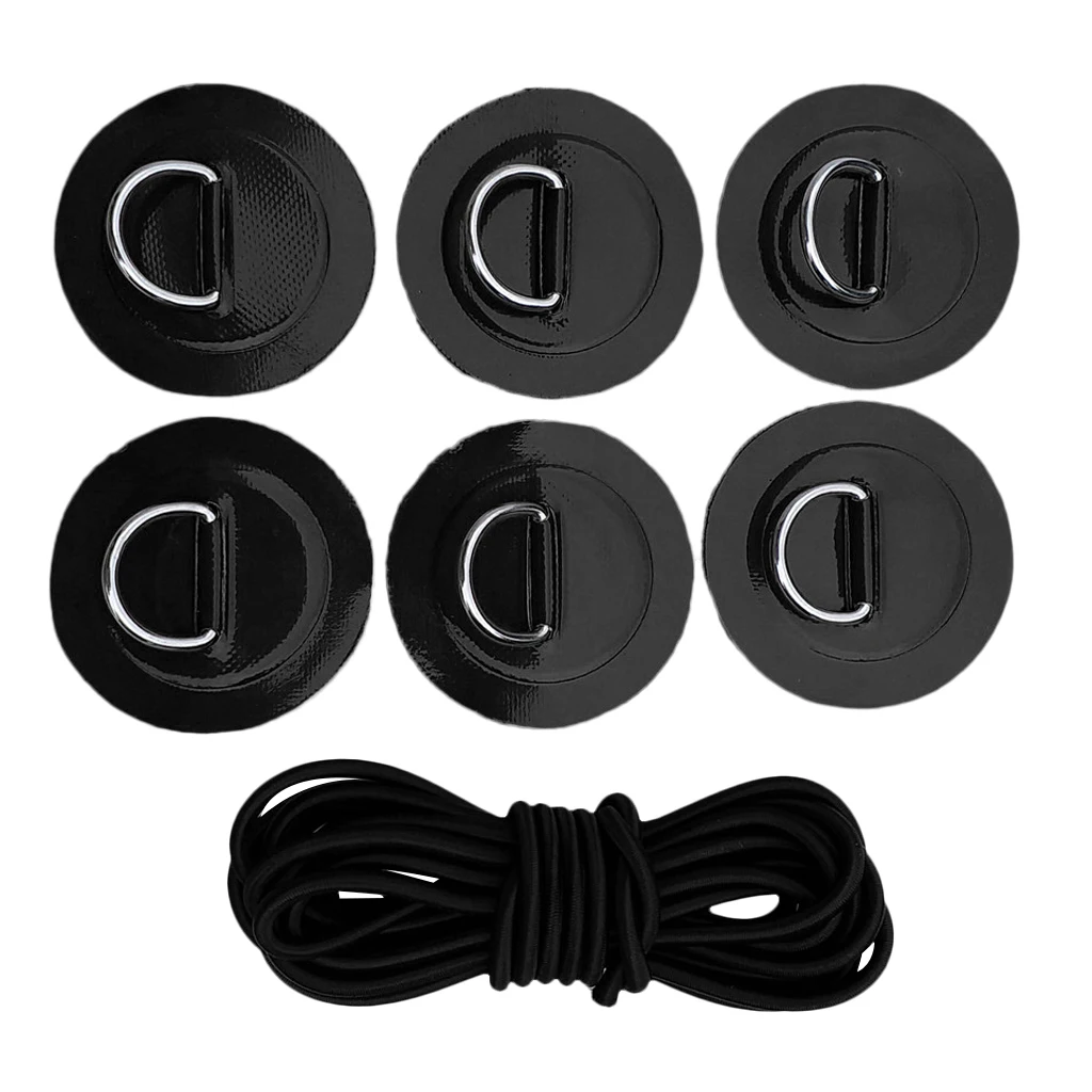 Stand Up Paddleboard SUP Bungee Rope Deck Rigging Kit 6Pcs D-ring Pad Patch Water Sports Rowing Inflatable Boats Surfboard