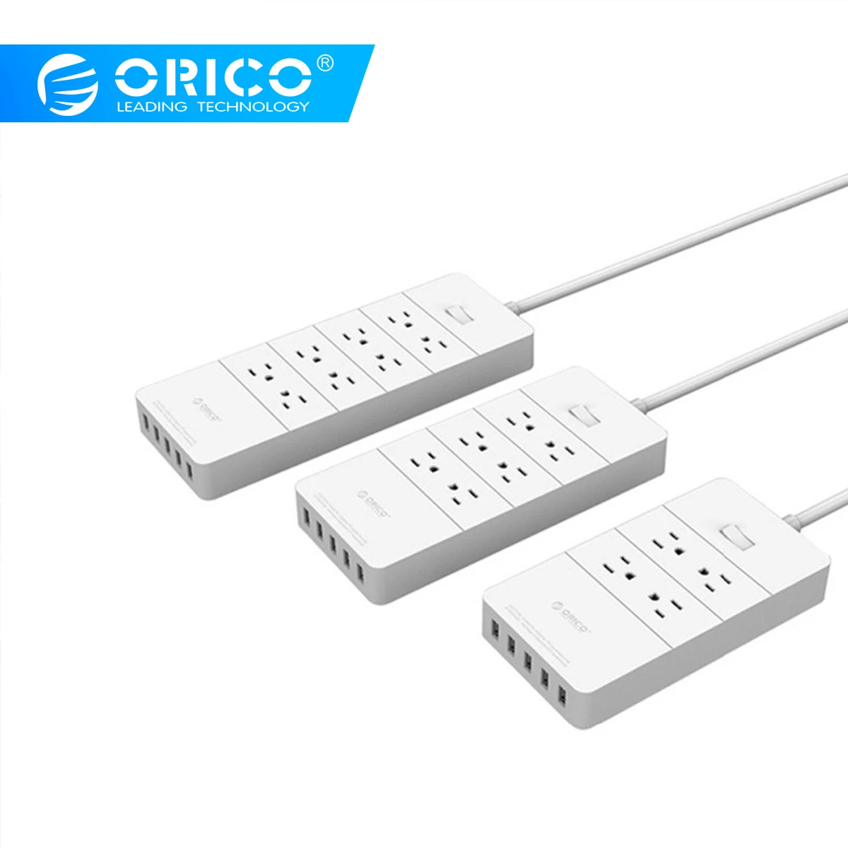 ORICO Smart Socket Usb Multi Socket Power Home Electronics Surge Protector 4 6 8 AC Outlet 1250W 5 Port USB Fast Charger 40W