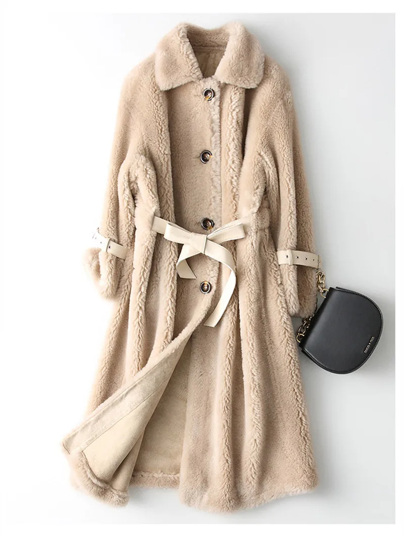 PUDI A18225 Женское зимнее пальто из настоящей шерсти с капюшоном, теплая куртка, пальто для девочек, Женская длинная куртка, пальто - Цвет: camel