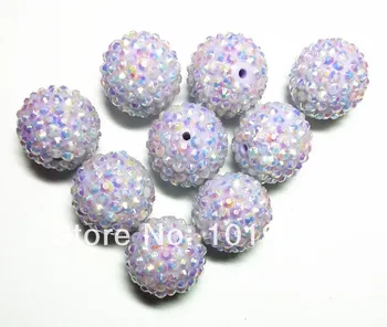 

2014 Spring color 20MM Light purple 100pcs / lot Chunky AB Resin Rhinestone Beads,Bling Resin Ball Beads, for Chunky Necklace