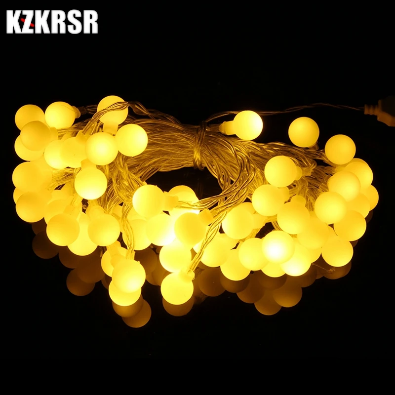 

KZKRSR USB Powered Globe Matte Ball RGB Led Christmas String Lights for Garden Home Wedding Party Garland Decor 10M 60LED