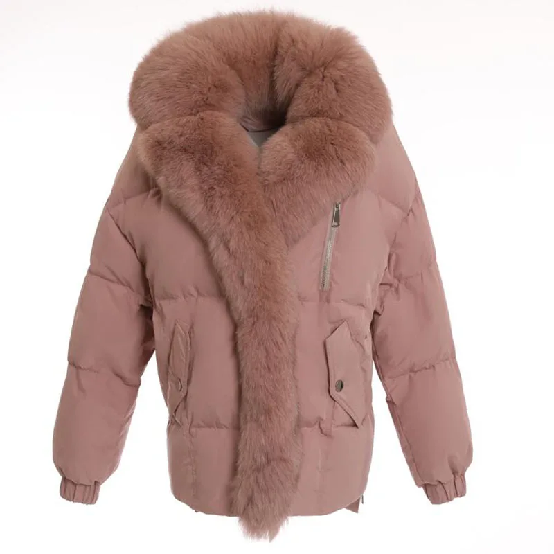 Fox Fur Collar 2018 New Winter Jacket Women Loose White Duck Down Jacket Plus Size Down Parkas Thicken Warm Women Down Coat