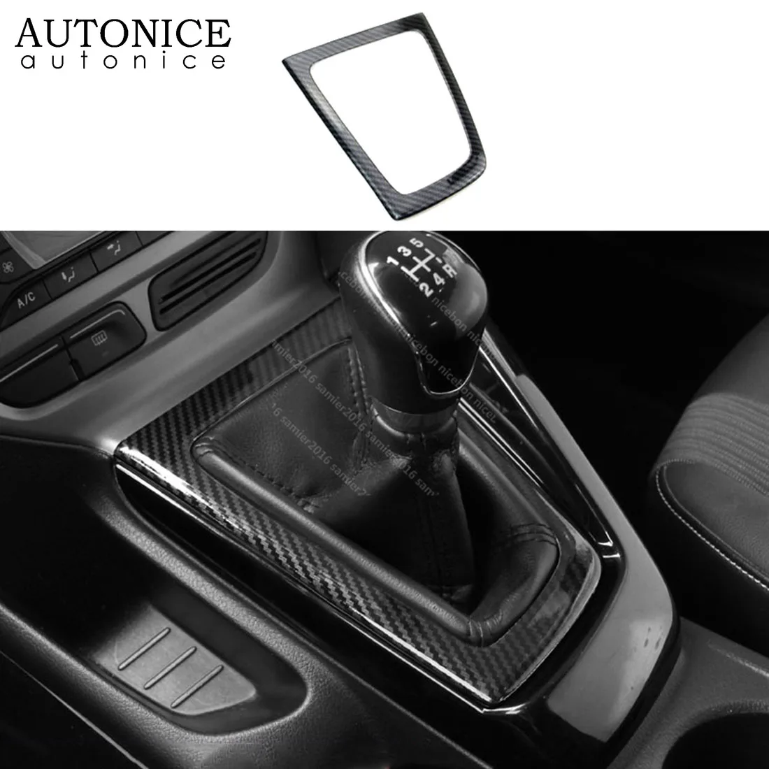 

For Ford Focus MK3 2012-2014 LHD MT Carbon fiber color Inner Gear shift Panel Cover ABS LEFT HAND SIDE