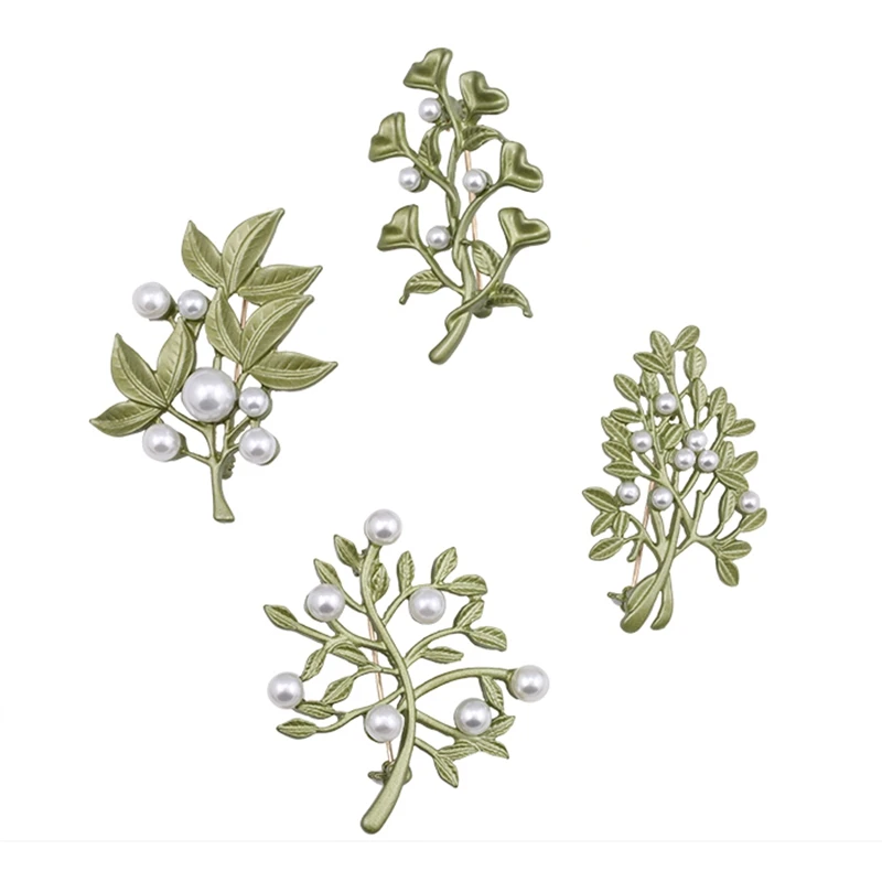 

YDGY2019 Creative New Design Accessories Branches, Leaves, Pearls, Green Retro Brooches and Girls Jewelry Wholesale
