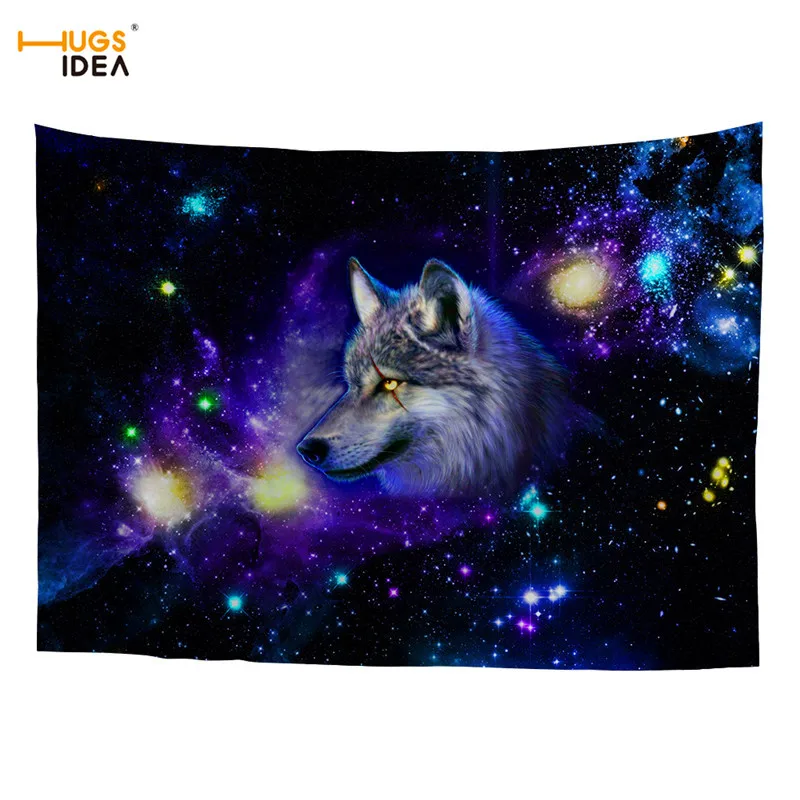 HUGSIDEA гобелен настенный Вселенная пространство галактика 3D животное Волк тигр узор домашний декор диван ковер Скатерть Коврик для йоги