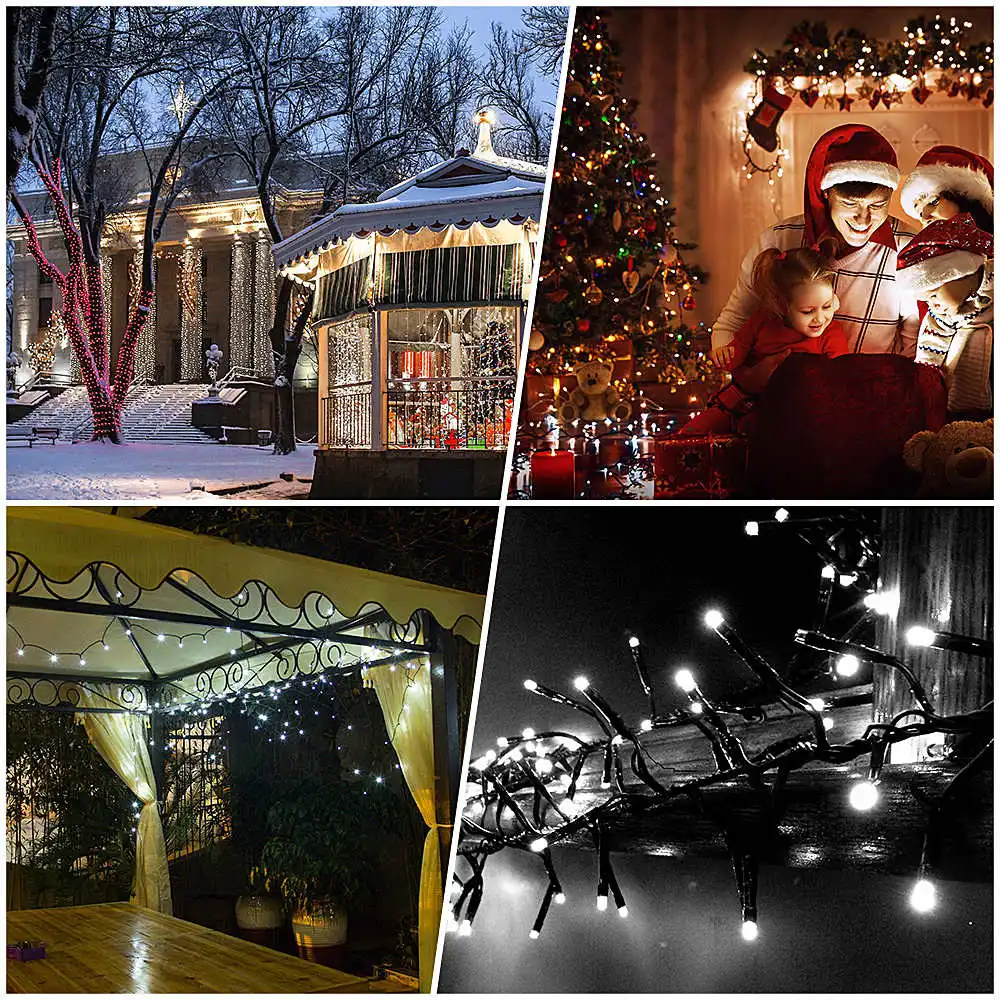Cordas de Fadas Lâmpada de Energia Água ao ar Guirlanda de Natal para o Jardim 12 100led e 22 m 200 Led Solar Luzes Solar à Prova d' Livre Decoração 16 Solar powered lâmpada 100 led luzes da