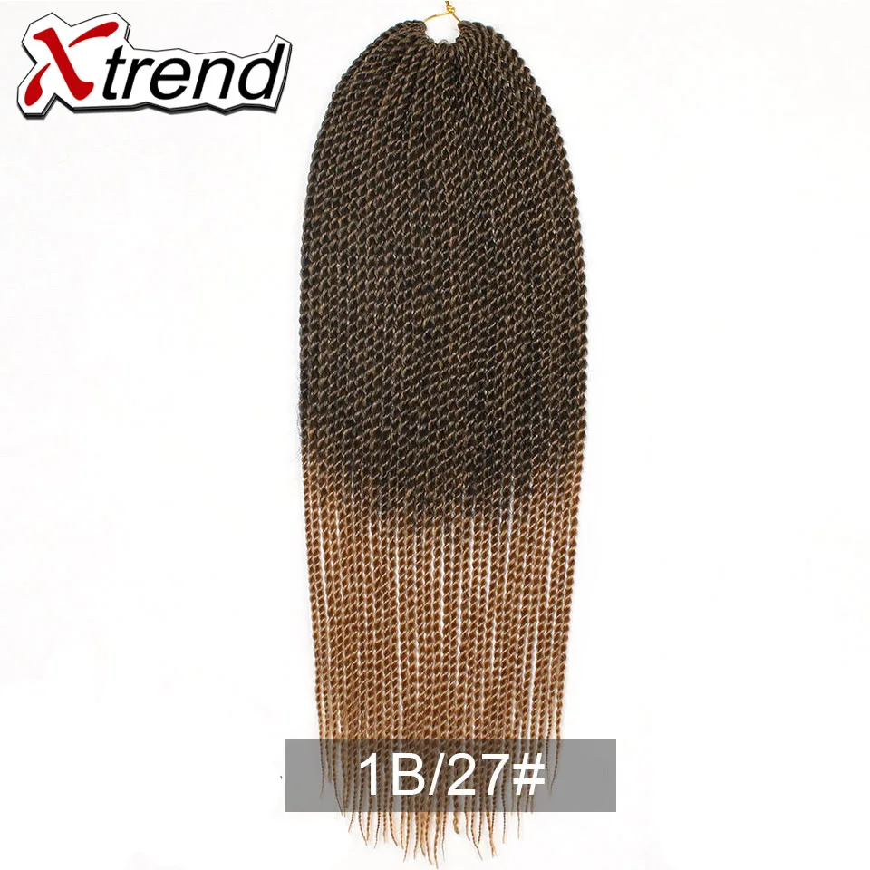 Xtrend, 14, 18, 22 дюйма, 30 корней, Сенегальские скрученные волосы, вязанные крючком, косички для наращивания, Омбре, синтетические волосы для плетения - Цвет: T1B/27