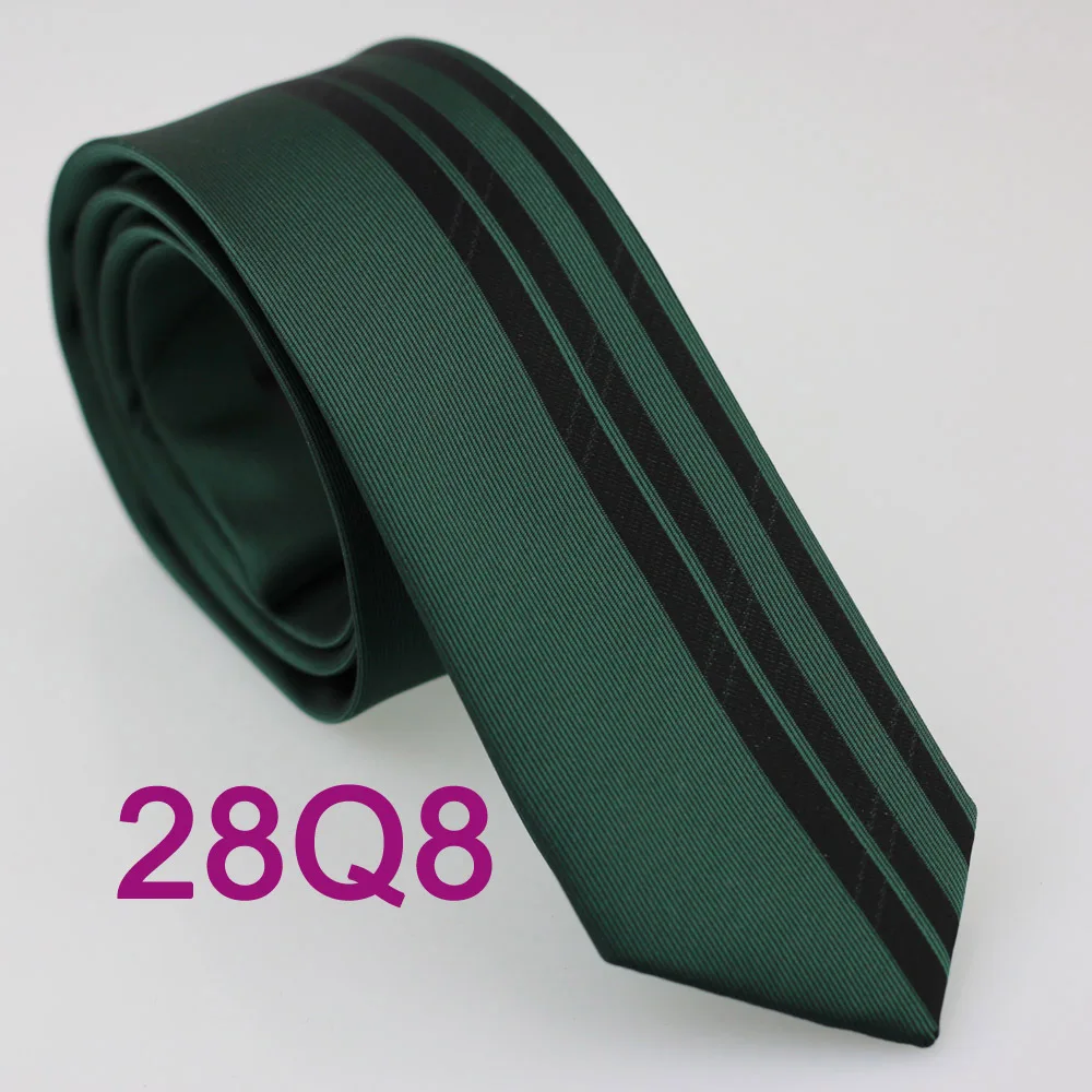 

YIBEI Coachella Tie Casual Dress Slim Skinny Narrow Ties For Men Half Black Vertical Stripe Gravata Masculina Deep Green Necktie