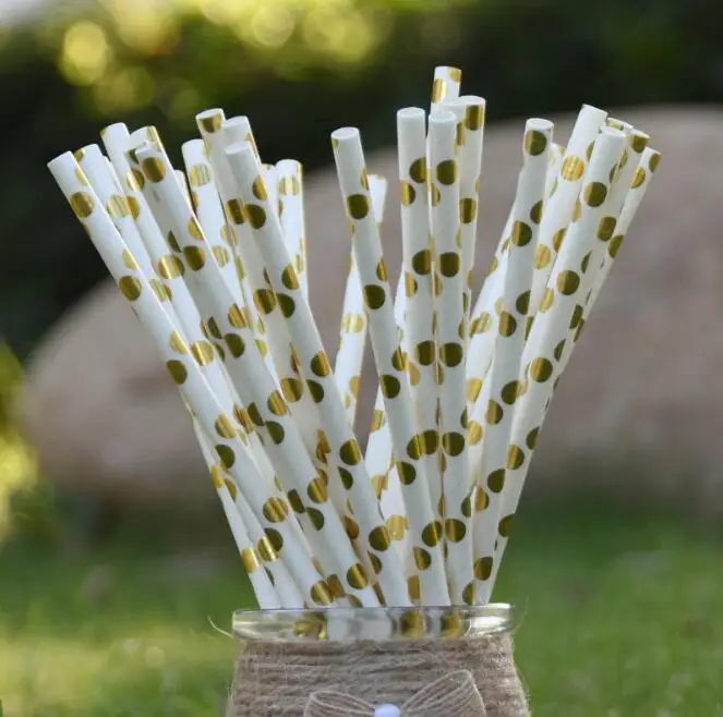 25Pcs Disposable Striped Color Bronzing Gold Silver Creative Wedding Supplies Birthday Event Party Decorating Beverage Paper Str