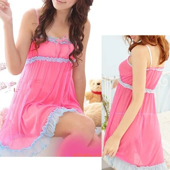 

1 pc Beauty 2 Colors Women's Sexy intimates Bow Lingerie Dress Spliced Backless Dress Sleepwear G-string New