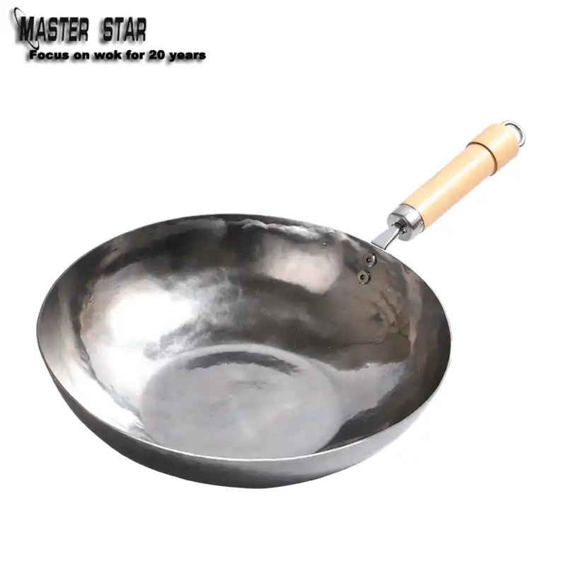 Master Star Chinese Traditional Iron Wok Handmade Large Carbon Steel