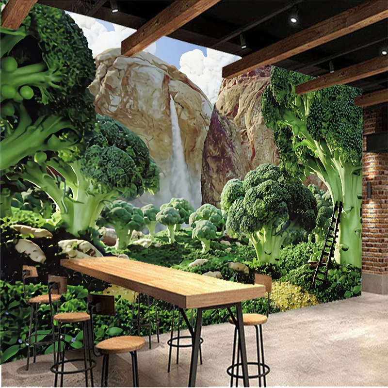 Custom Photo Wallpaper 3D Green Fresh garden Vegetable Mural Wallpaper ...